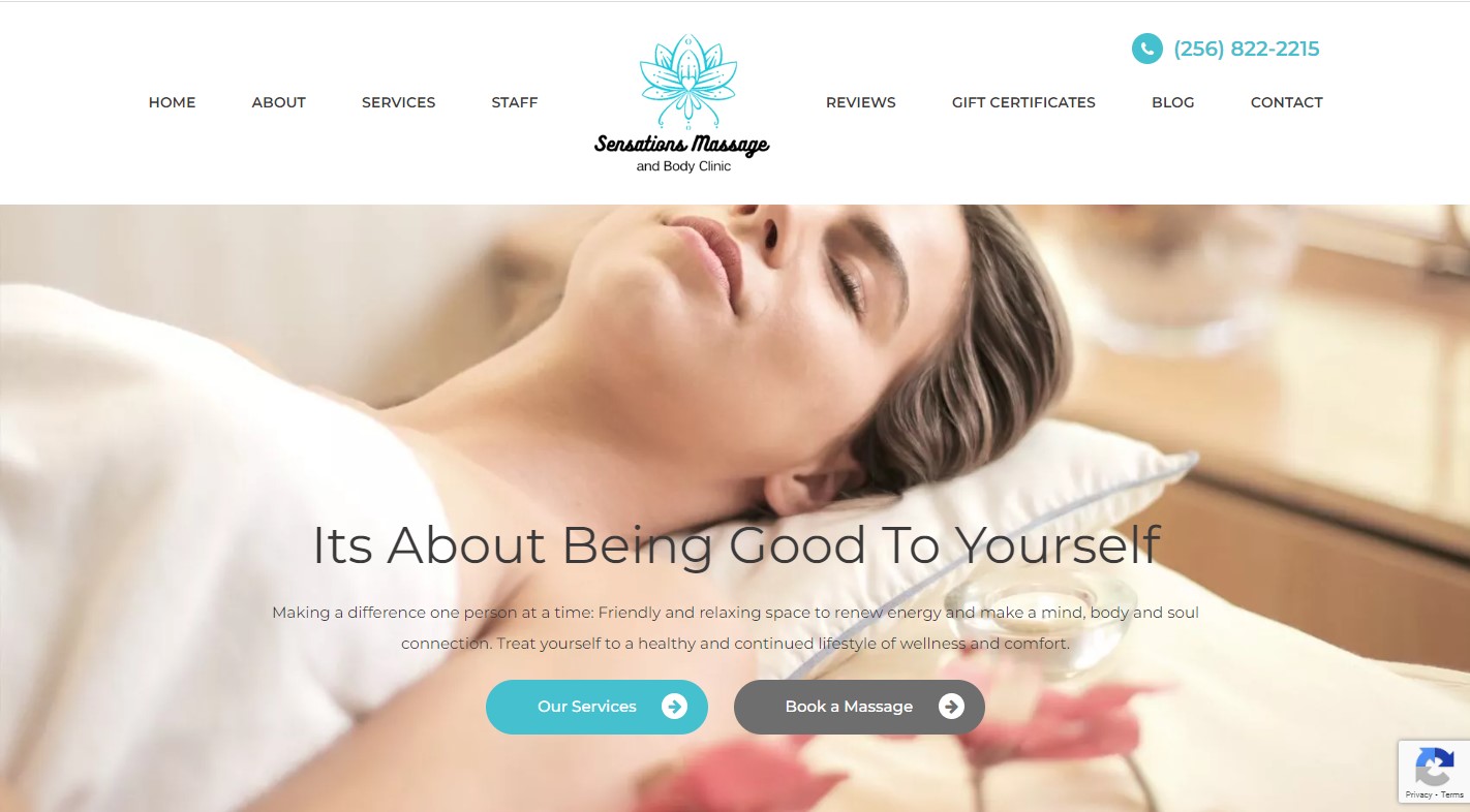 Sensations Massage Website Image